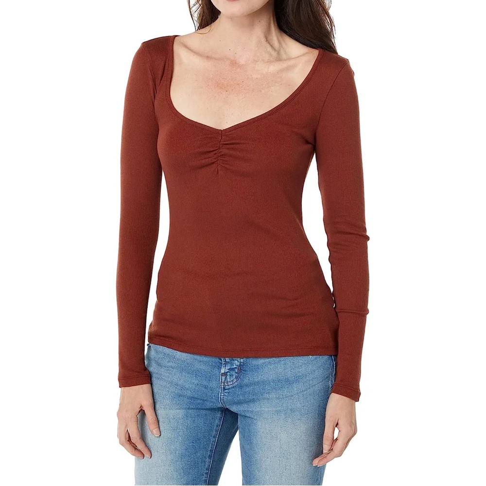 Madewell ribbed sweetheart long sleeved shirt